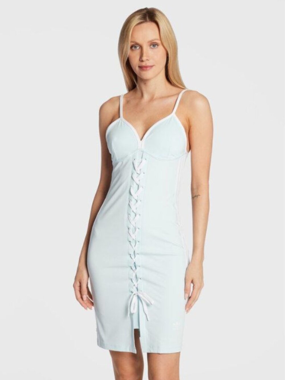 Adidas Always Original Laced Strap Dress 3X Blue Lace Up Bodycon Plus Size